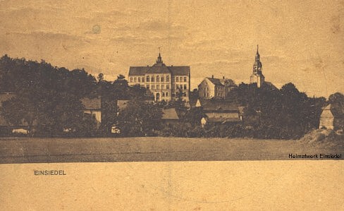 Blick zur Schule Einsiedel um 1910